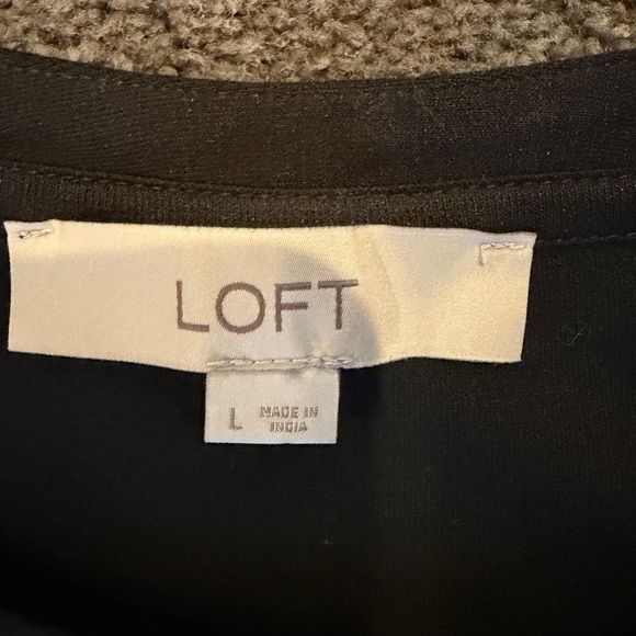 LOFT Black Long Sleeve Top with Embroidered Details - Picture 7 of 8